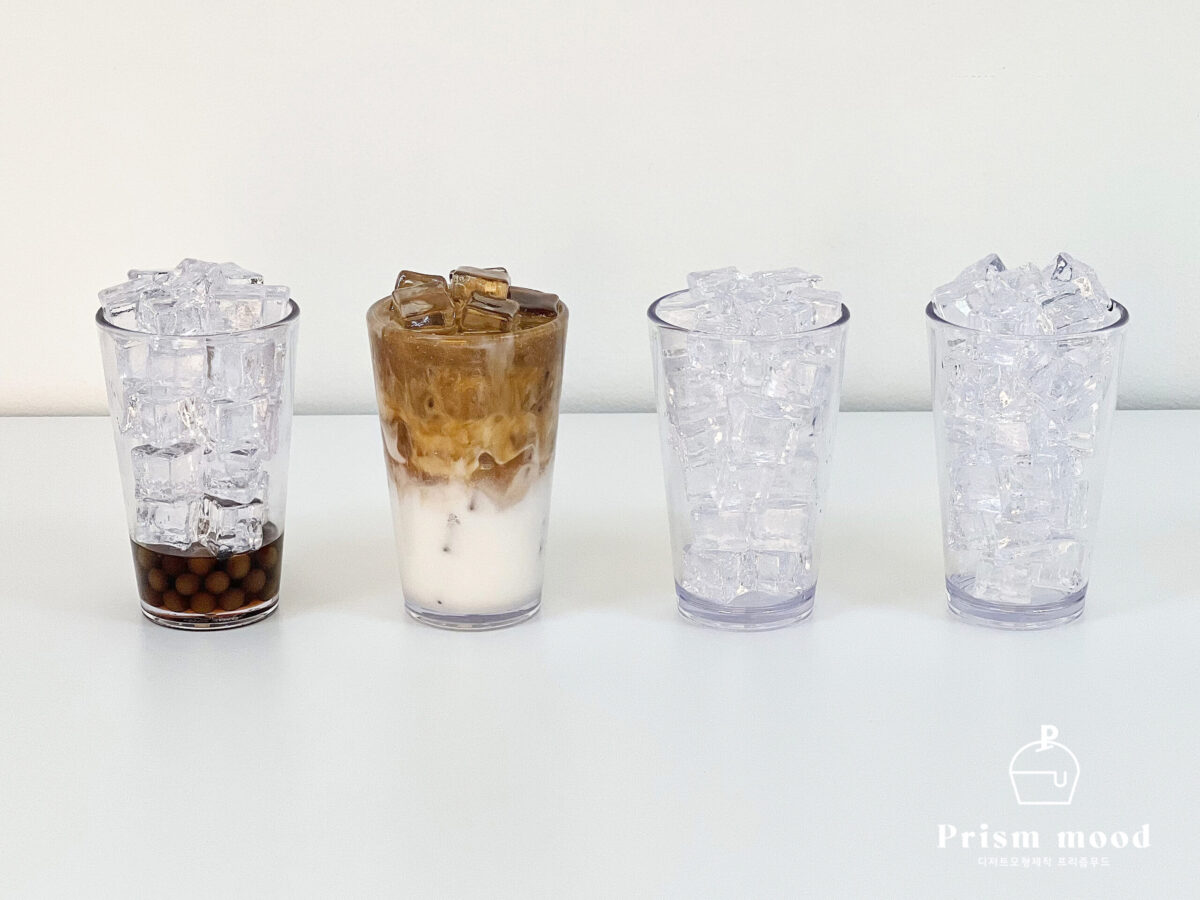 카페라떼 얼음컵 음료 모형